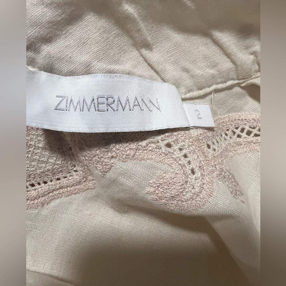 Zimmermann Estelle Embroidered Long‎ Balloon Sleeve Linen Dress Bohemian Fairy - Picture 5 of 8